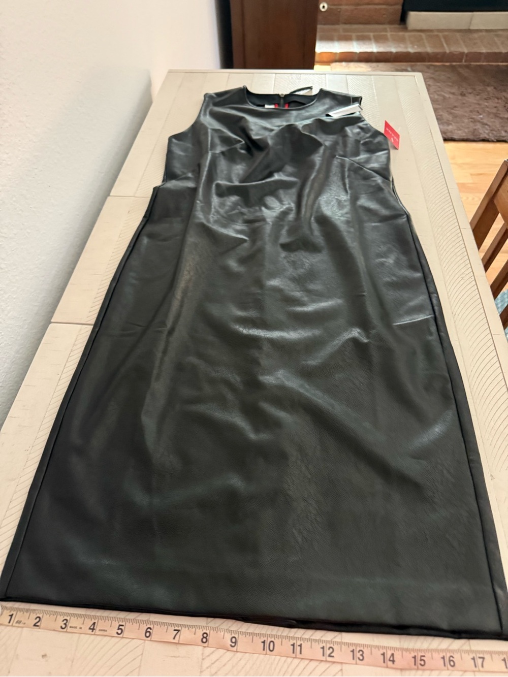 SPANX Black Sleeveless Faux Leather Midi Dress
